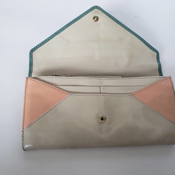 Chloe Tri-Color Wallet in Green, Peach, and Beige - Picture 3 of 13